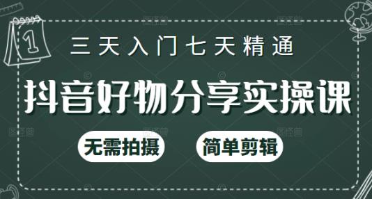 抖音好物分享实操课，无需拍摄，简单剪辑，短视频快速涨粉（125节视频课程）-主题库网创