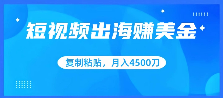 短视频出海赚美金，复制粘贴批量操作，小白轻松掌握，月入4500美刀-主题库网创