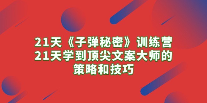 （10209期）21天《子弹秘密》训练营，21天学到顶尖文案大师的策略和技巧-主题库网创