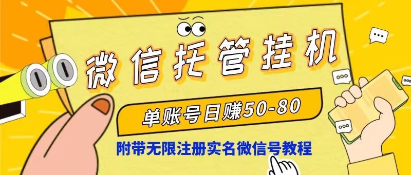 （10217期）微信托管挂机，单号日赚50-80，项目操作简单（附无限注册实名微信号教程）-主题库网创