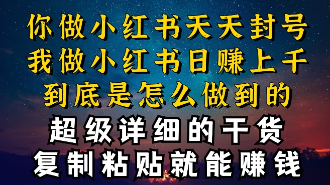 都知道小红书能引流私域变现，可为什么我能一天引流几十人变现上千，但你却频频封号违规被限流-主题库网创