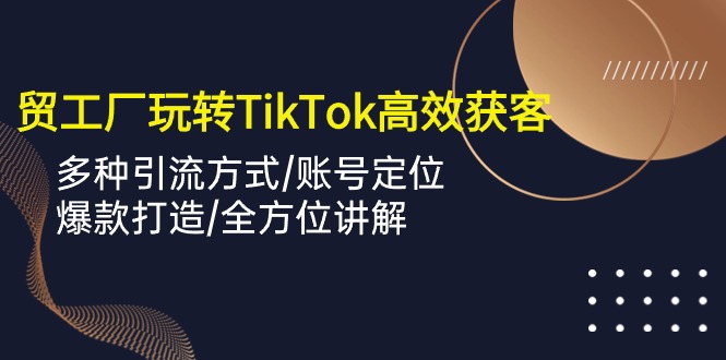 （10302期）外贸工厂玩转TikTok高效获客，多种引流方式/账号定位/爆款打造/全方位讲解-主题库网创