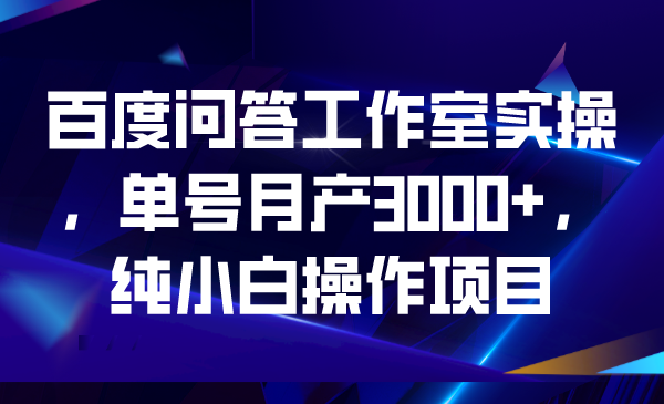 百度问答工作室实操，单号月产3000+，纯小白操作项目-主题库网创