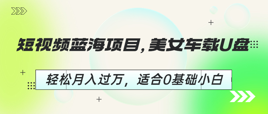 短视频蓝海项目，美女车载U盘，轻松月入过万，适合0基础小白-主题库网创