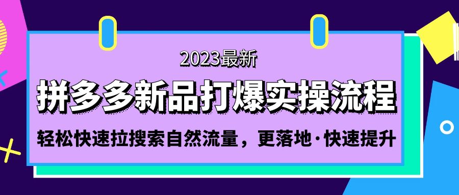 拼多多-新品打爆实操流程：轻松快速拉搜索自然流量，更落地·快速提升!-主题库网创