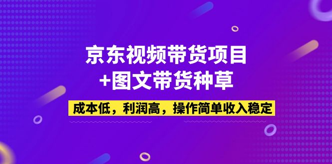 京东视频带货项目+图文带货种草，成本低，利润高，操作简单收入稳定-主题库网创