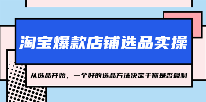 淘宝爆款店铺选品实操，2023从选品开始，一个好的选品方法决定于你是否盈利-主题库网创