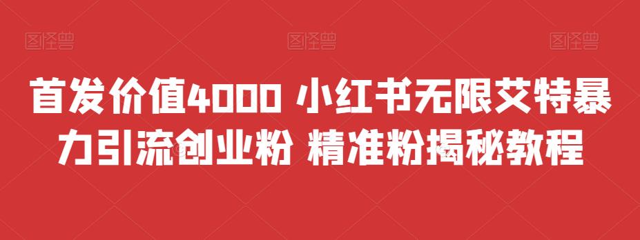 首发价值4000 小红书无限艾特暴力引流创业粉 精准粉揭秘教程-主题库网创