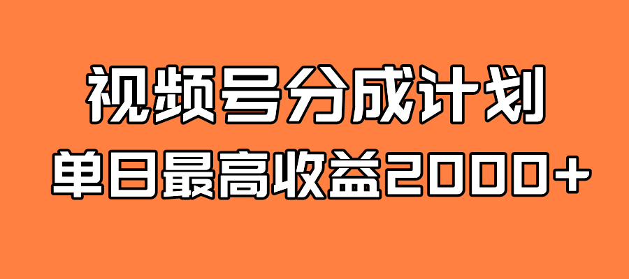 全新蓝海 视频号掘金计划 日入2000+-主题库网创