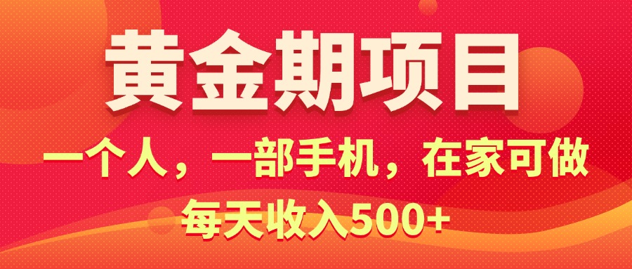 黄金期项目，电商搞钱！一个人，一部手机，在家可做，每天收入500+-主题库网创