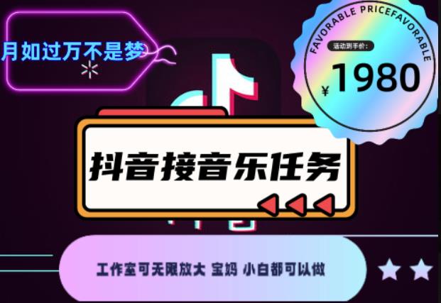 外面收费1980抖音音乐接任务赚钱项目，工作室可无限放大，宝妈小白都可以做【任务渠道+详细教程】￼￼-主题库网创