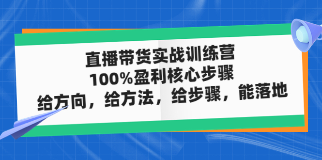 直播带货实操落地班，直播起号必备实操运营课，给方向，给方法，给步骤，能落地-主题库网创