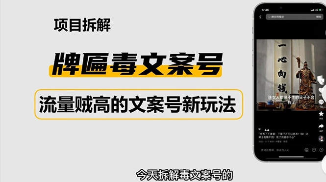 2023抖音快手毒文案新玩法，牌匾文案号，起号快易变现-主题库网创