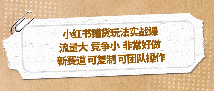 小红书铺货玩法实战课，流量大 竞争小 非常好做 新赛道 可复制 可团队操作-主题库网创