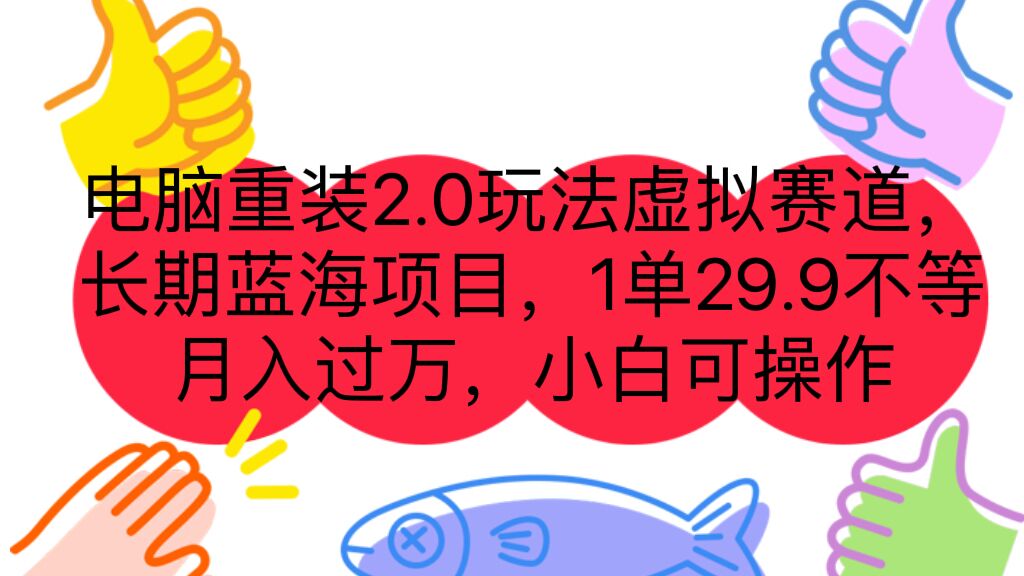 电脑重装2.0玩法虚拟赛道，长期蓝海项目 一单29.9不等 月入过万 小白可操作-主题库网创