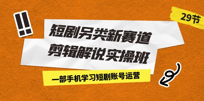 短剧另类新赛道剪辑解说实操班：一部手机学习短剧账号运营（29节 价值500）-主题库网创