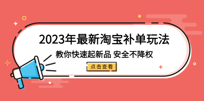 2023年最新淘宝补单玩法，教你快速起·新品，安全·不降权（18课时）-主题库网创