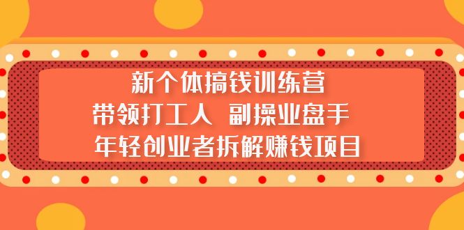 新个体搞钱训练营：带领打工人 副操业盘手 年轻创业者拆解赚钱项目-主题库网创