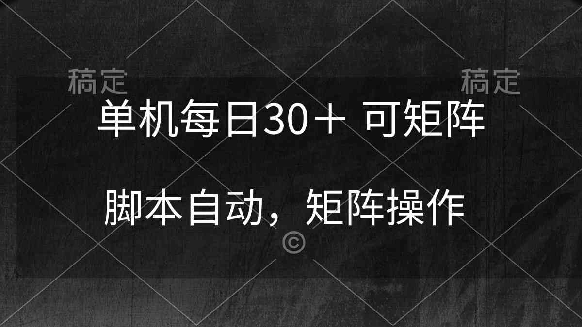 （10100期）单机每日30＋ 可矩阵，脚本自动 稳定躺赚-主题库网创