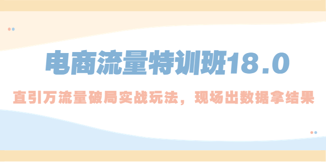 电商流量特训班18.0，直引万流量破局实操玩法，现场出数据拿结果-主题库网创