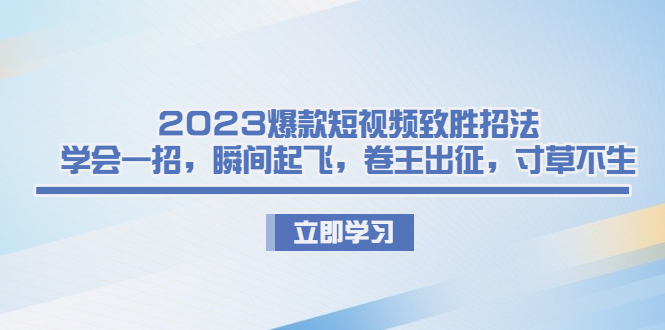 2023爆款短视频致胜招法，学会一招，瞬间起飞，卷王出征，寸草不生-主题库网创