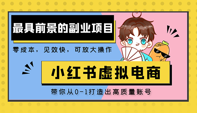 小红书蓝海大市场虚拟电商项目，手把手带你打造出日赚2000+高质量红薯账号-主题库网创