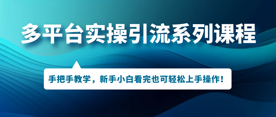 多平台实操引流系列课程，手把手教学，新手小白看完也可轻松上手引流操作！-主题库网创