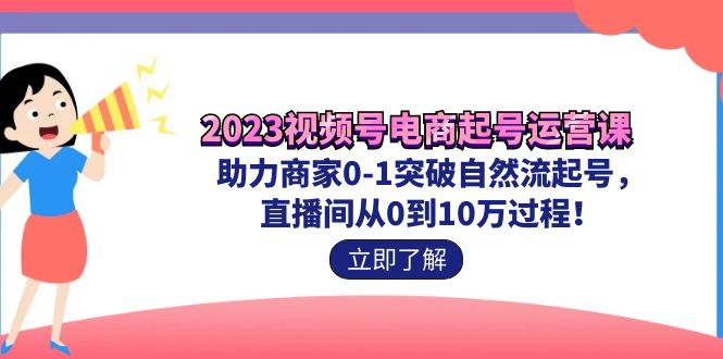 2023视频号-电商起号运营课 助力商家0-1突破自然流起号 直播间从0到10w过程-主题库网创