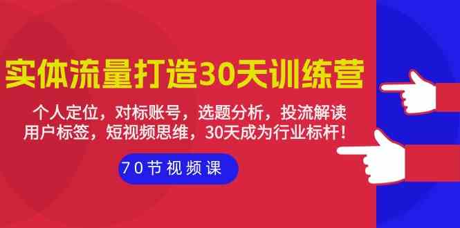 实体流量打造30天训练营：个人定位，对标账号，选题分析，投流解读（70节）-主题库网创