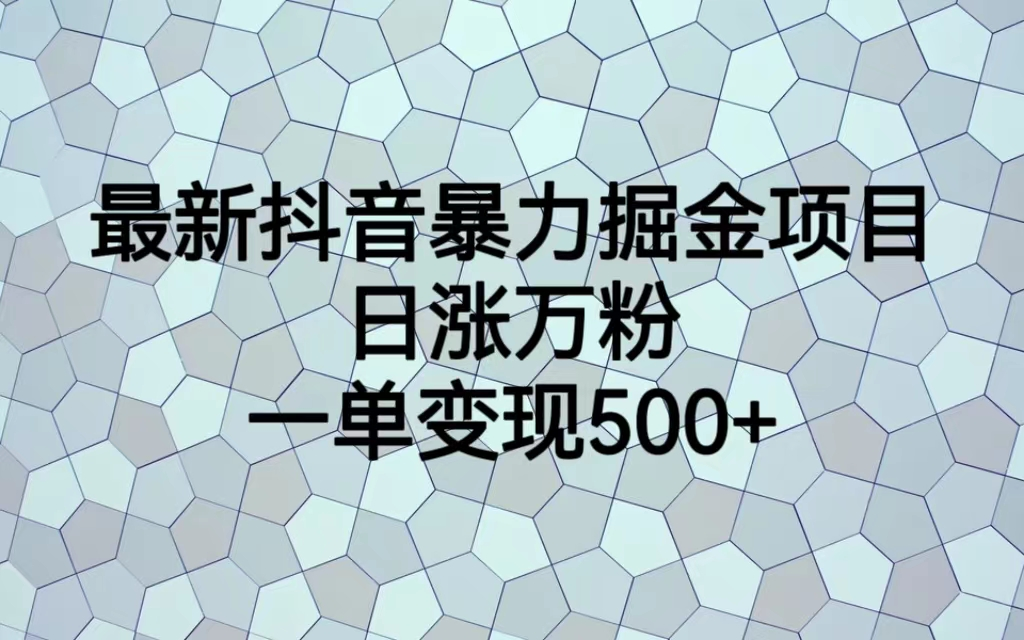 最火热的抖音暴力掘金项目，日涨万粉，多种变现方式，一单变现可达500+-主题库网创