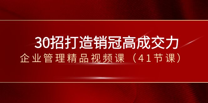 30招-打造销冠高成交力-企业管理精品视频课（41节课）-主题库网创