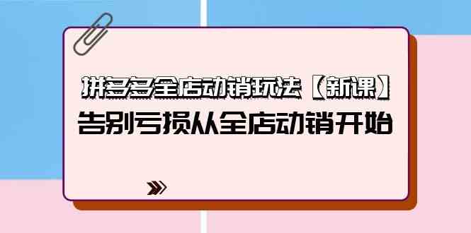 拼多多全店动销玩法【新课】，告别亏损从全店动销开始（4节视频课）-主题库网创