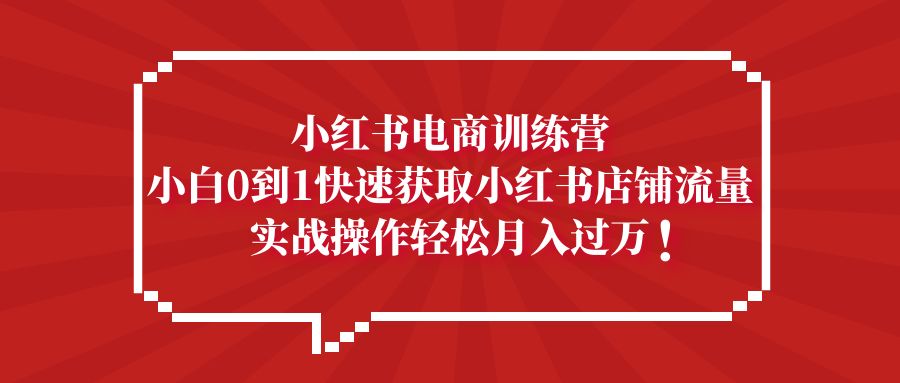 小红书电商训练营，小白0到1快速获取小红书店铺流量，实战操作月入过万-主题库网创