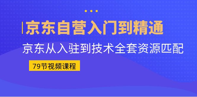 京东自营入门到精通：京东从入驻到技术全套资源匹配（79节课）-主题库网创