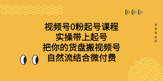 视频号0粉起号课程 实操带上起号 把你的货盘搬视频号 自然流结合微付费-主题库网创