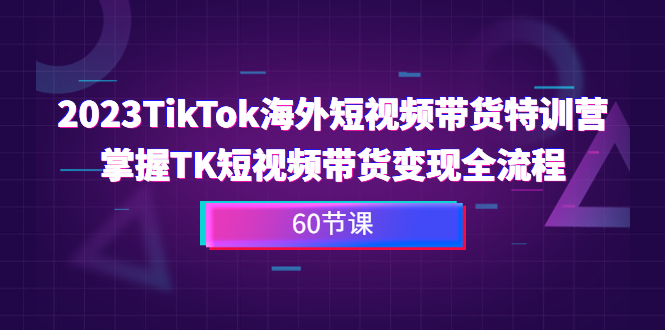 2023-TikTok海外短视频带货特训营，掌握TK短视频带货变现全流程（60节课）-主题库网创