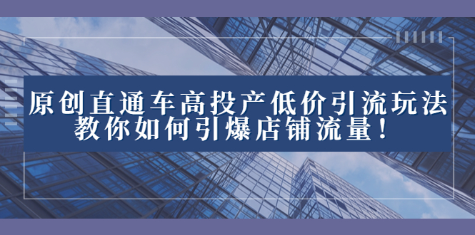 2023直通车高投产低价引流玩法，教你如何引爆店铺流量！-主题库网创