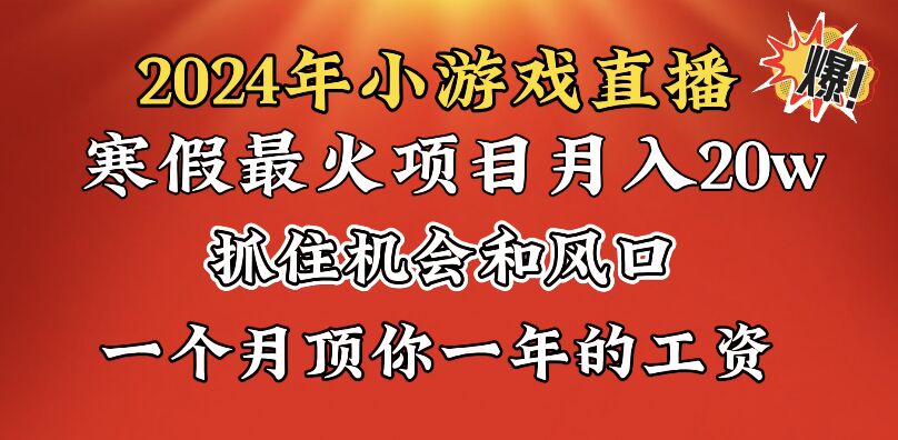 2024年寒假爆火项目，小游戏直播月入20w+，学会了之后你将翻身-主题库网创