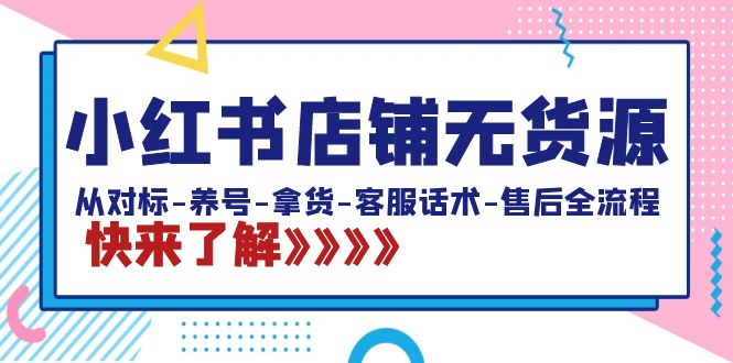 小红书店铺无货源：从对标-养号-拿货-客服话术-售后全流程（20节课）-主题库网创