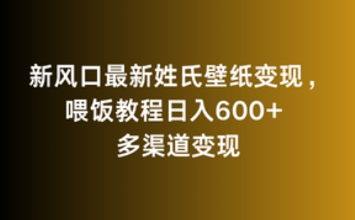 新风口最新姓氏壁纸变现，喂饭教程日入600+-主题库网创