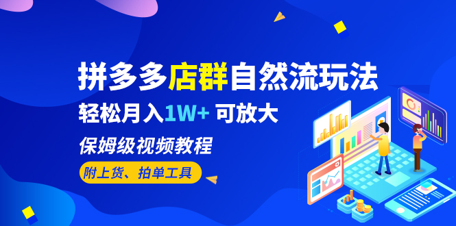 拼多多店群自然流玩法，轻松月入1W+ 保姆级视频教程（附上货、拍单工具）-主题库网创