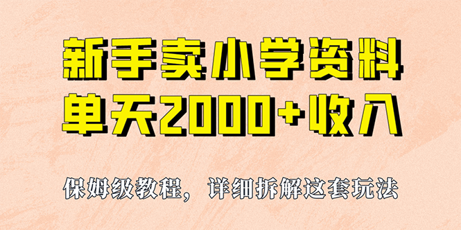 我如何通过卖小学资料，实现单天2000+，实操项目，保姆级教程+资料+工具-主题库网创