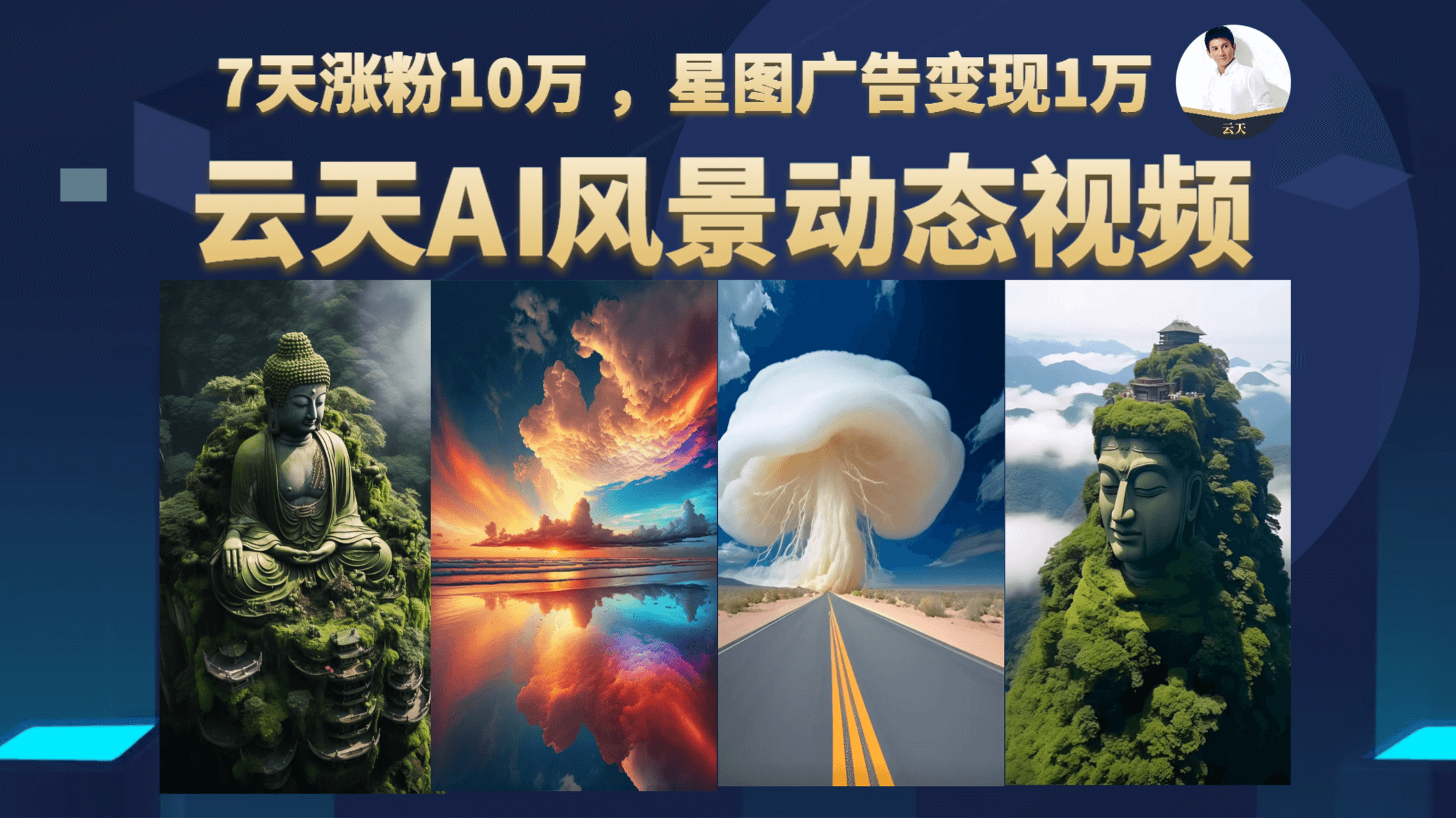 云天AI风景动图视频制作，7天涨粉10万 ，星图广告变现1万-主题库网创