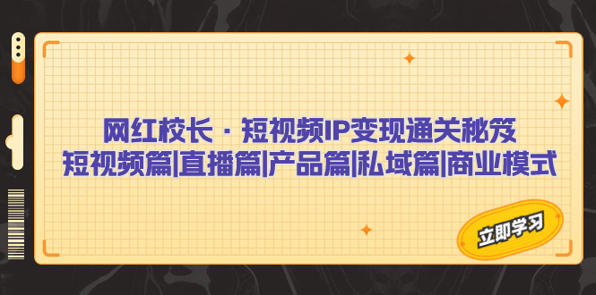 网红校长·短视频IP变现通关秘笈：短视频篇+直播篇+产品篇+私域篇+商业模式-主题库网创