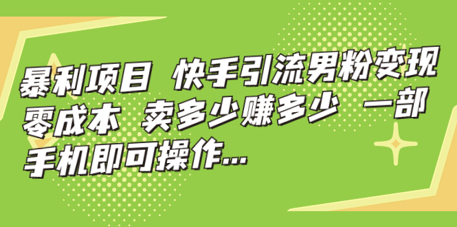 暴利项目，快手引流男粉变现，零成本，卖多少赚多少，一部手机即可操作…-主题库网创