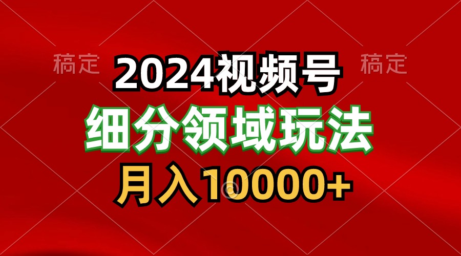 2024视频号分成计划细分领域玩法，每天5分钟，月入1W+-主题库网创