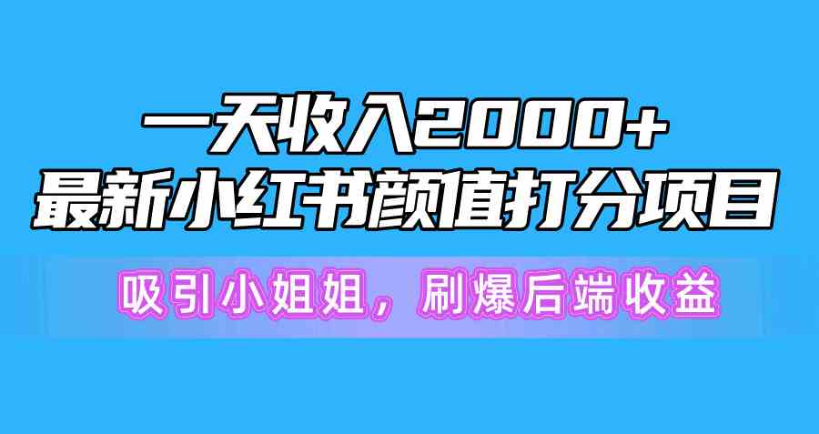 （10187期）一天收入2000+，最新小红书颜值打分项目，吸引小姐姐，刷爆后端收益-主题库网创