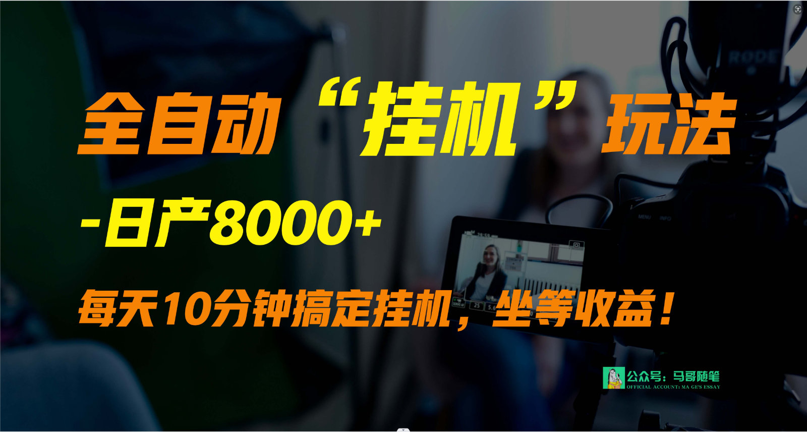 外面卖1980的全自动“挂机”玩法，实现睡后收入，日产8000+-主题库网创