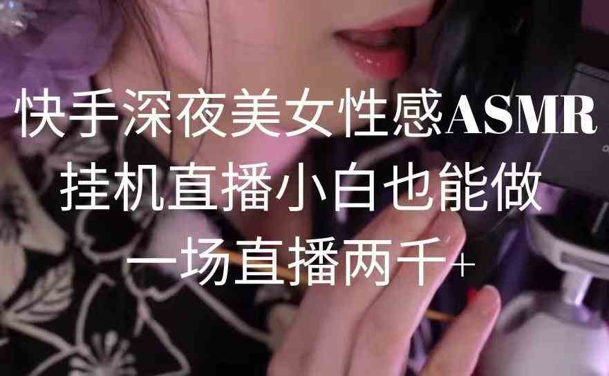 （9243期）快手深夜美女性感ASMR挂机直播，小白也能做，一场直播两千+-主题库网创