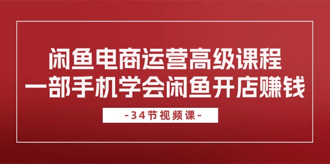 （10686期）闲鱼电商运营高级课程，一部手机学会闲鱼开店赚钱（34节课）-主题库网创